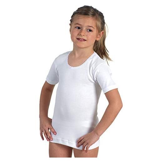 ROSSOPORPORA, 3 maglie interne bimba a manica corta in caldo cotone bianco. 4 anni