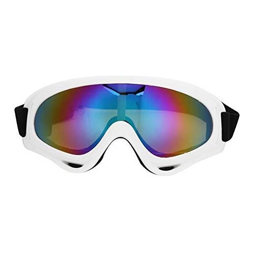 Keenso maschere da sci all'aperto, occhiali neve antivento con lenti unisex per uomo donna bambini(bianca)