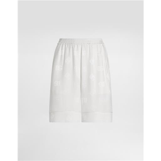Dolce & Gabbana bermuda in raso di seta jacquard logo dg allover