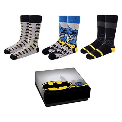 CERDÁ LIFE'S LITTLE MOMENTS pack 3 calcetines de algodón de batman-licencia oficial dc comics, multicolor, estándar unisex adulto