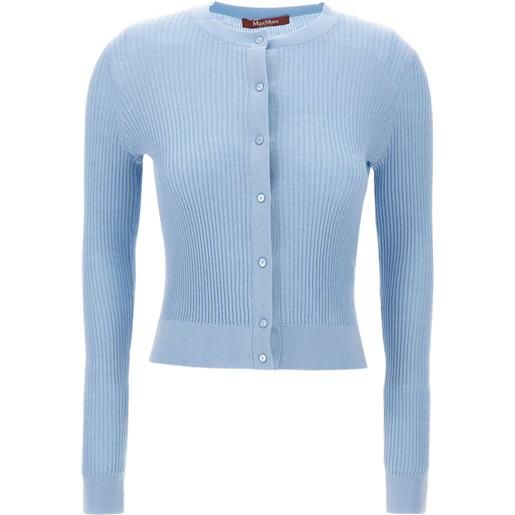 Max Mara cardigan a coste con paillettes - blu
