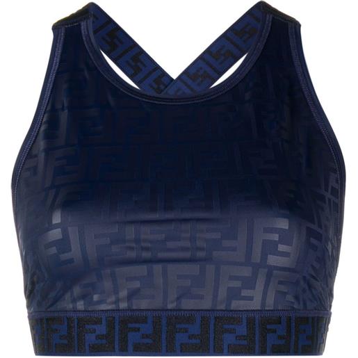 FENDI top corto con stampa - blu