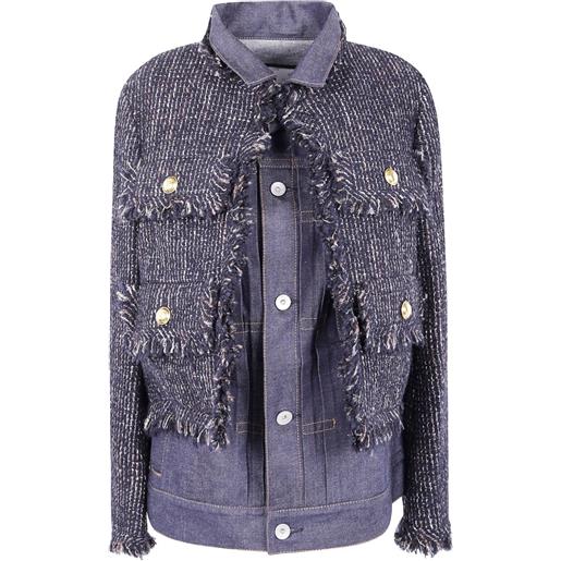 sacai giacca denim con inserti - blu