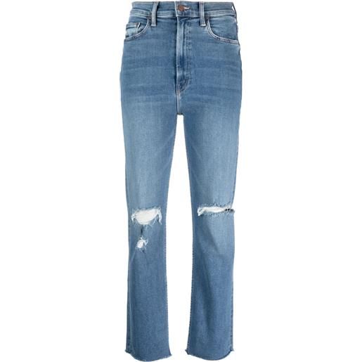 MOTHER jeans dritti rider a vita alta - blu