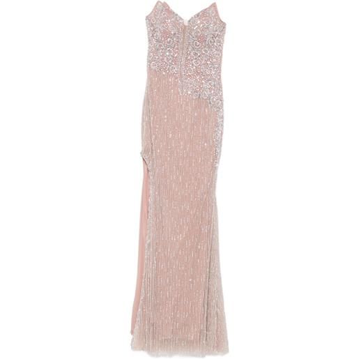 Holland & Holland abito lungo senza spalline con paillettes - rosa