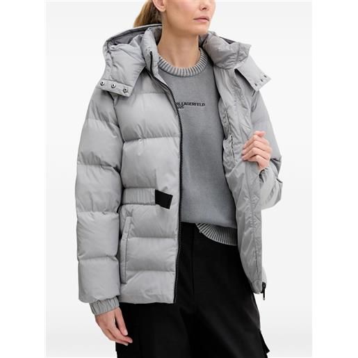 Karl Lagerfeld Jeans piumino con cappuccio e cintura - grigio