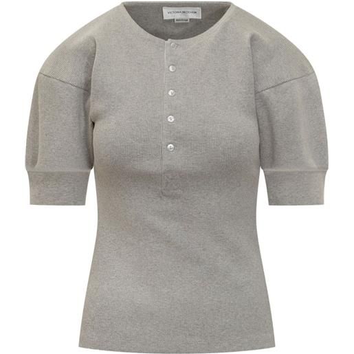 Victoria Beckham top con maniche a palloncino - grigio