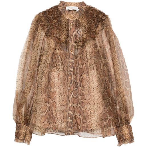 ZIMMERMANN camicia con ruches - marrone