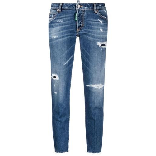 DSQUARED2 jeans crop con effetto vissuto - blu