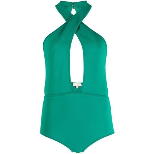 Elie Saab body con apertura a goccia - verde
