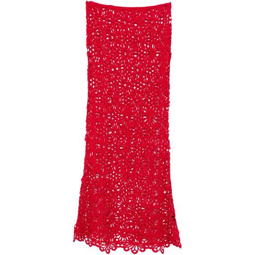 Norma Kamali minigonna in pizzo a fiori - rosso