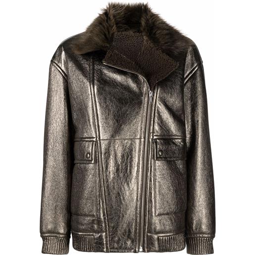 Yves Salomon giacca biker lunga - effetto metallizzato