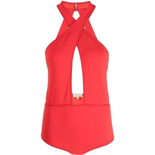 Elie Saab body con apertura a goccia - rosso