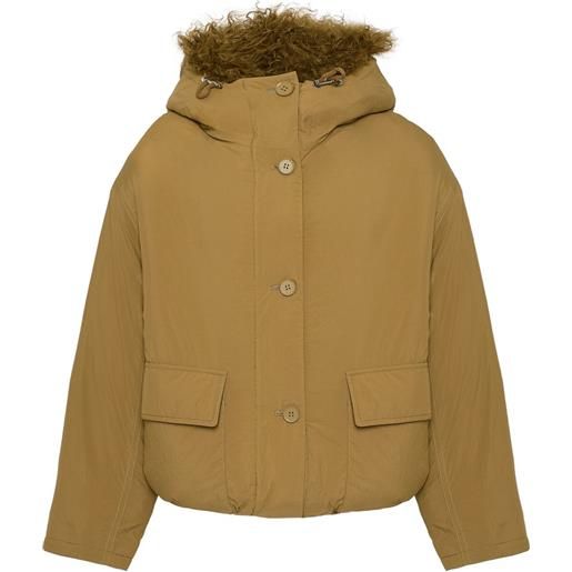 Yves Salomon piumino con bordo in shearling - marrone