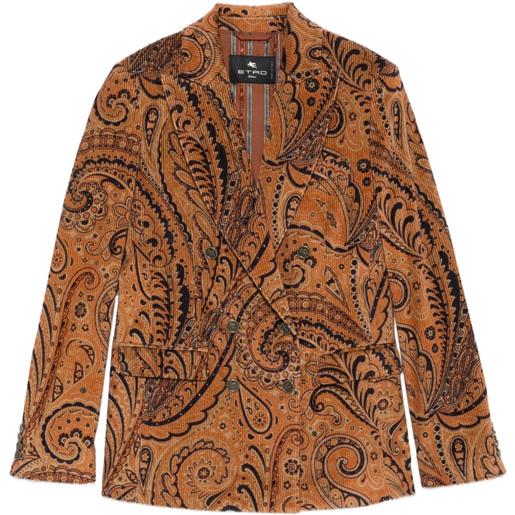 ETRO blazer doppiopetto con stampa paisley - arancione