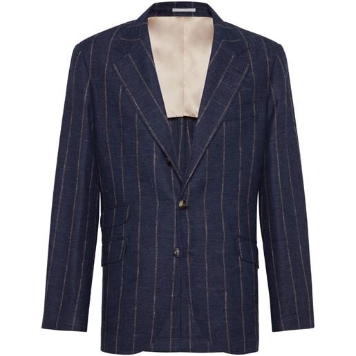 Brunello Cucinelli blazer monopetto a righe - blu