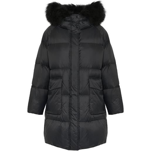 Yves Salomon piumino con cappuccio - nero