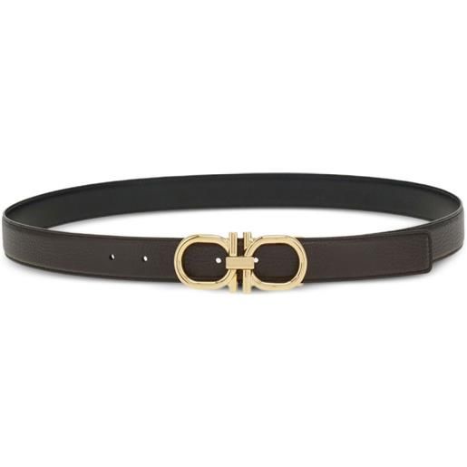 Ferragamo cintura reversibile con fibbia gancini - marrone