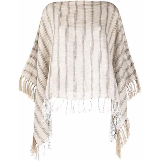 Brunello Cucinelli poncho a righe - toni neutri