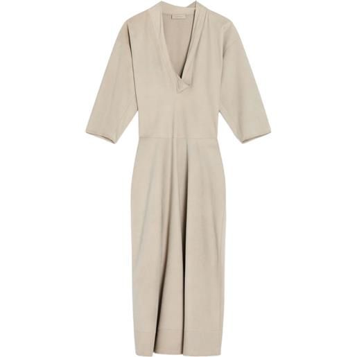 LEMAIRE abito midi con scollo a v e drappeggio - toni neutri