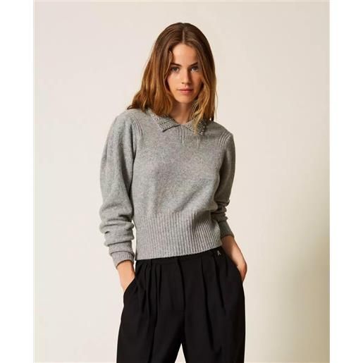 Twinset Actitude maglia Twinset Actitude con colletto e gioielli donna