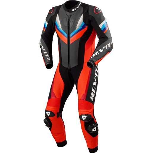 Revit tuta in pelle da moto Revit quantum 3 rosso fluo-nero, 48