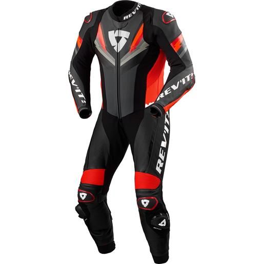 Revit tuta in pelle da moto Revit quantum 3 antracite-rosso fluo, 48