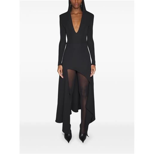 Mugler body asimmetrico con cappuccio - nero
