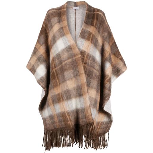 Brunello Cucinelli mantella a quadri - marrone