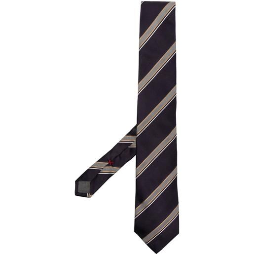 Brunello Cucinelli cravatta a righe con motivo jacquard - viola