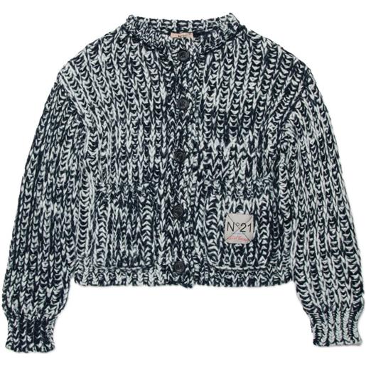 Nº21 Kids cardigan con applicazione - nero