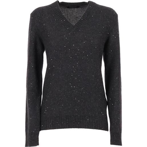 FABIANA FILIPPI maglia scollo v in filato paillettes color ardesia