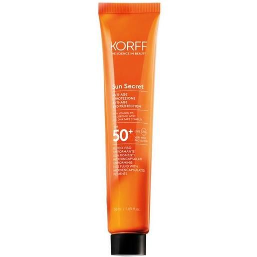 Korff sun secret fluido uniformante colorato anti age spf50+ 50 ml