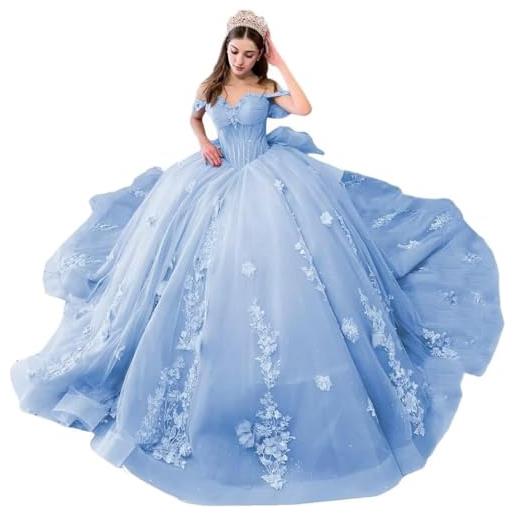 Yifanier abito da ballo con scollo a cuore abito quinceanera in tulle di pizzo fiori 3d con spalle scoperte abito quinceanera 15 16 mt011
