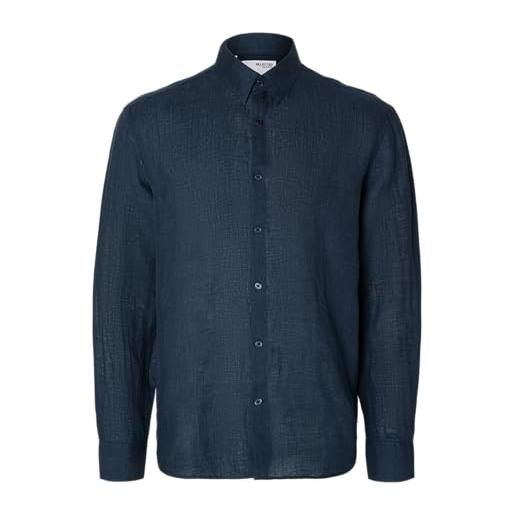 SELETED HOMME slhregkylian-linen-maglietta ls classic noos camicia a maniche lunghe, sky captain, xl uomo