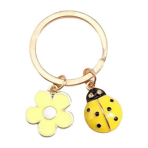 LEFEDA portachiavi 2 pezzi simpatico animale portachiavi fiore coccinella portachiavi coccinella, giallo