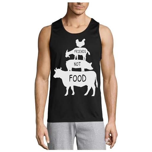 Generic friends not food go vegan canotta uomo cotone t-shirt nero, nero , xxl
