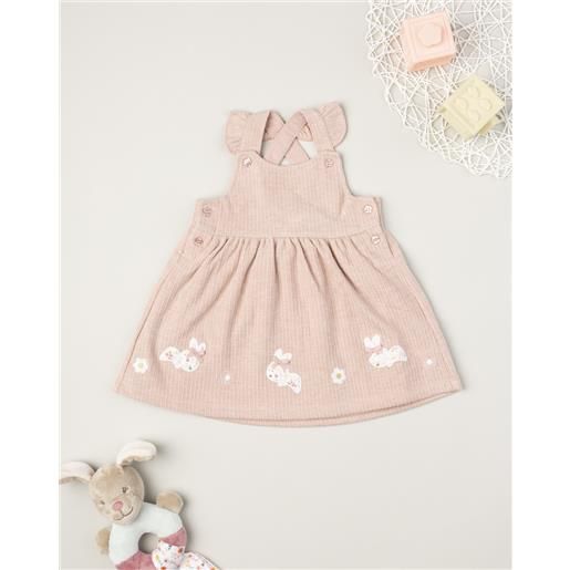 Prénatal vestito salopette bimba rosa coniglietti