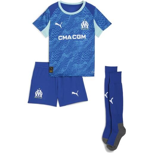 PUMA mini kit third olympique de marseille 25/26 per bambini, abbigliamento, blu, 4-5y