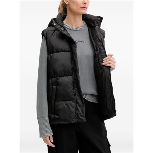 Karl Lagerfeld Jeans gilet imbottito con cappuccio - nero