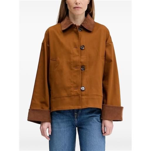 Barbour giacca con colletto a coste e bottoni - marrone