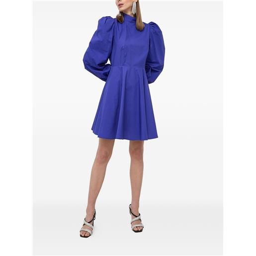 Custommade abito corto con maniche a palloncino e collo rialzato - blu