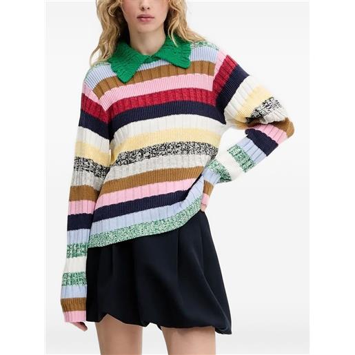 Stine Goya maglione a righe - verde