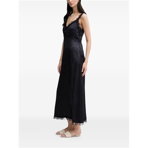 Pedro Del Hierro abito in raso con orlo in pizzo - blu