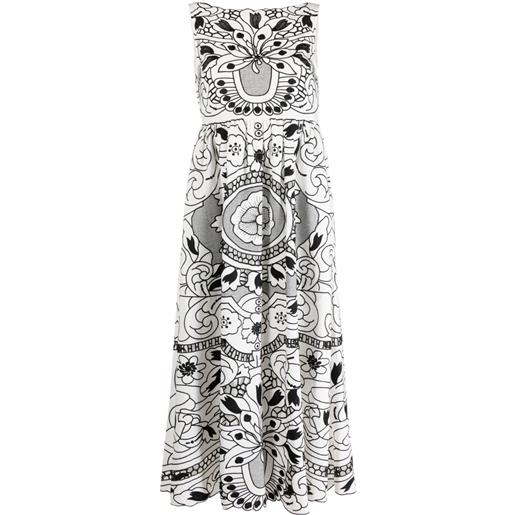 RED Valentino abito smanicato con stampa grafica - bianco