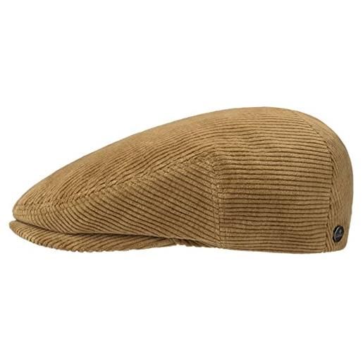 LIERYS coppola glaston corduroy uomo - made in the eu cotton cap cappello piatto con visiera, fodera inverno autunno/inverno - 60 cm marrone