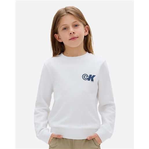 Calvin Klein Jeans new logo jr - felpa - bianco