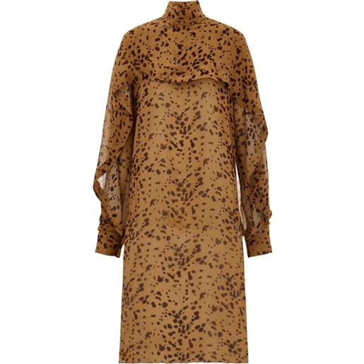 Ferragamo abito midi con stampa - marrone