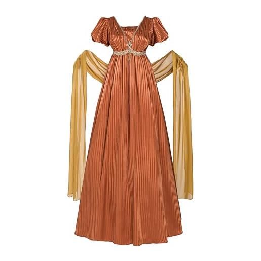 Abito Donna Stile Regency Medievale - Vita Alta, Maniche A Nastro, In Poliestere, Per Rievocazioni - Foto 12