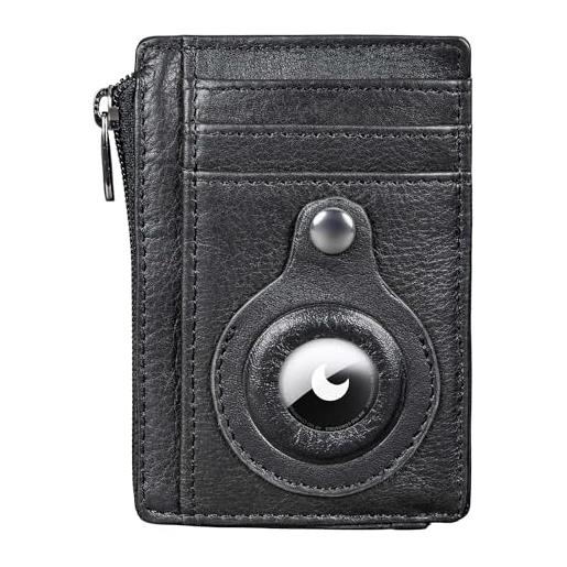 Portamonete In Vera Pelle Con Portachiavi - Piccolo, Elegante, Nero - Foto 10